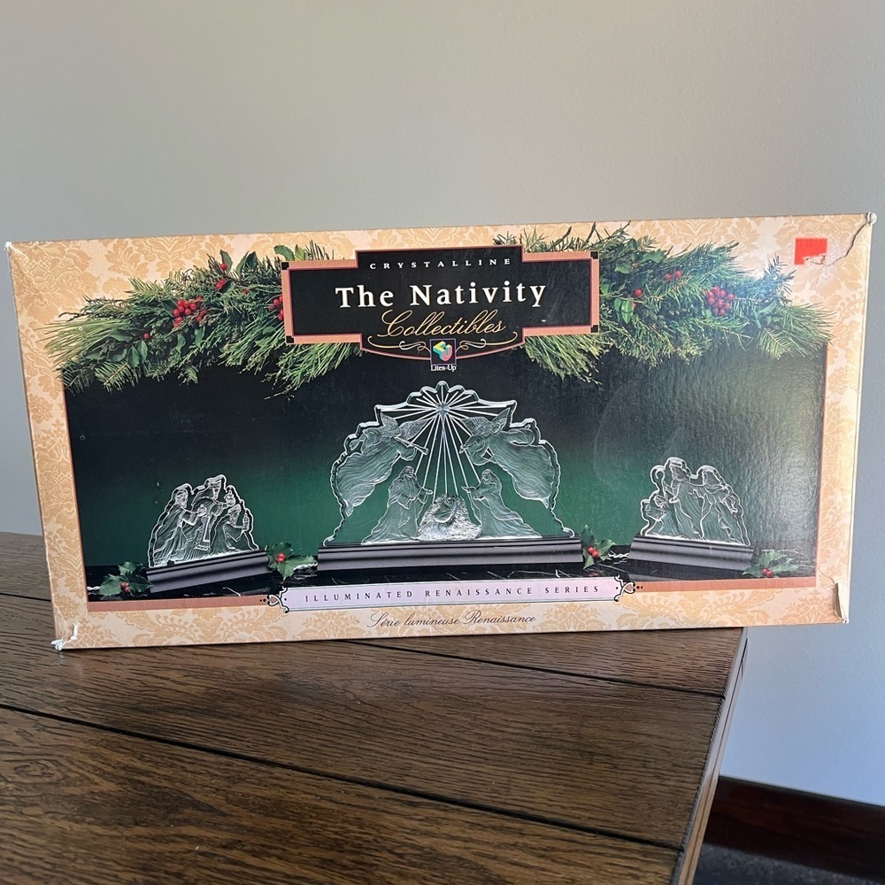 Light Up Nativity Set Christmas Holiday Vintage 1994 Crystalline‎ Nativity